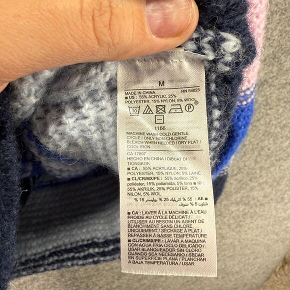 Old Navy Sweater Pullover Women M Medium White Striped Knit Wool Long Sleeve - Picture 5 of 8